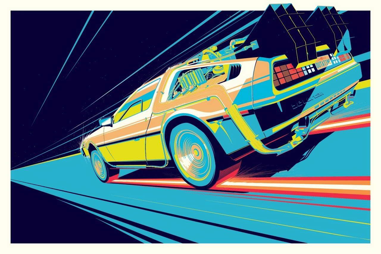 Delorean DMC-12 Time Travel Machine Back To The Future Poster Laminated