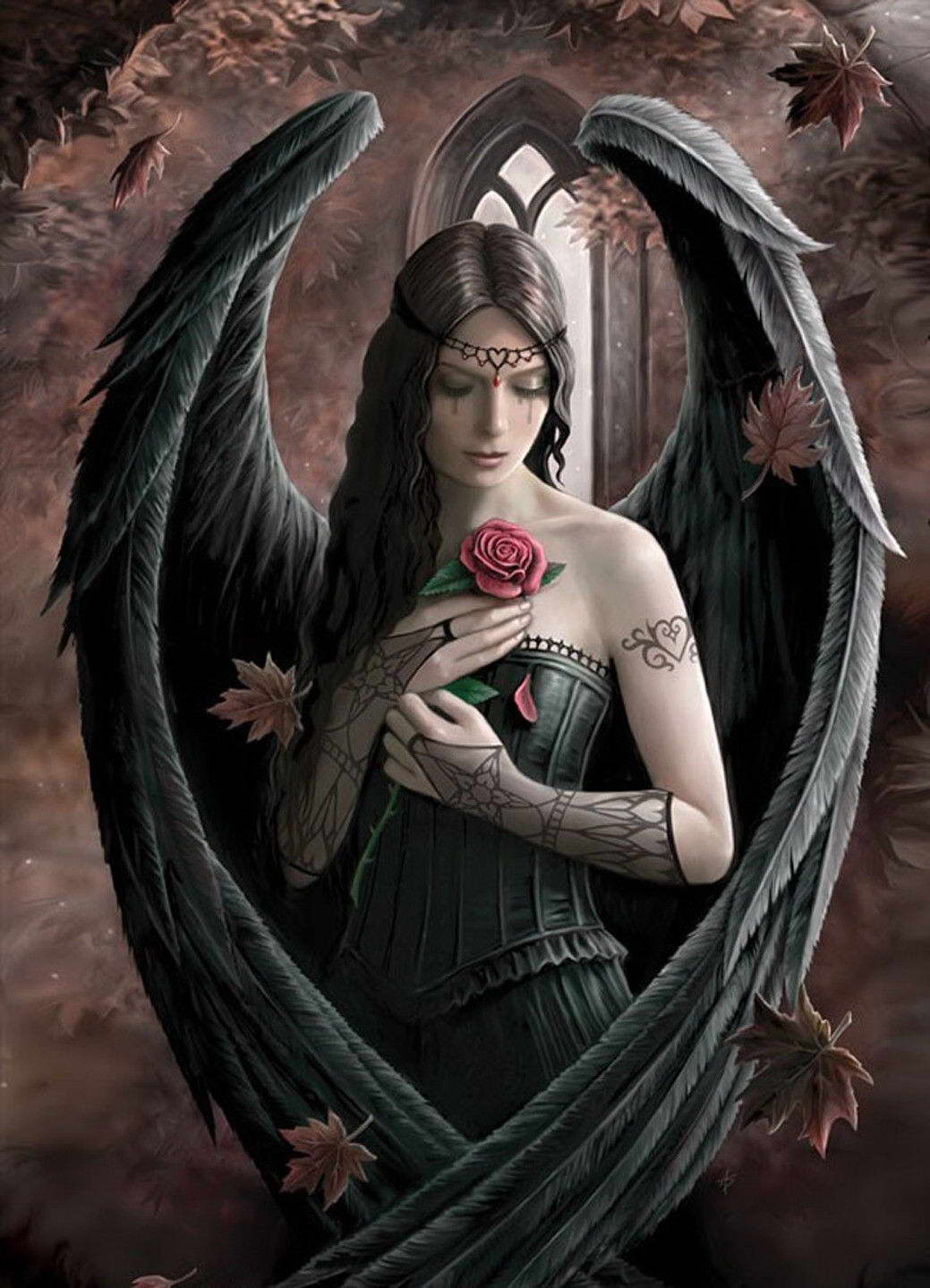 Anne Stokes Angel Rose Wall Print POSTER Decor AFFICHE