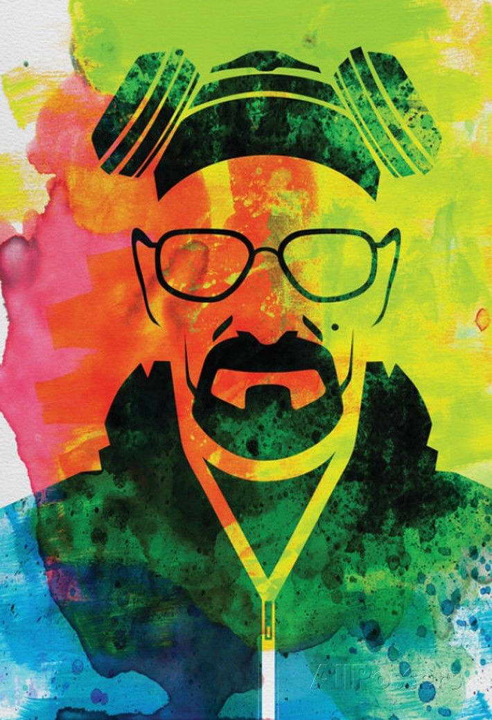 walter white watercolor wall print poster decor affiche