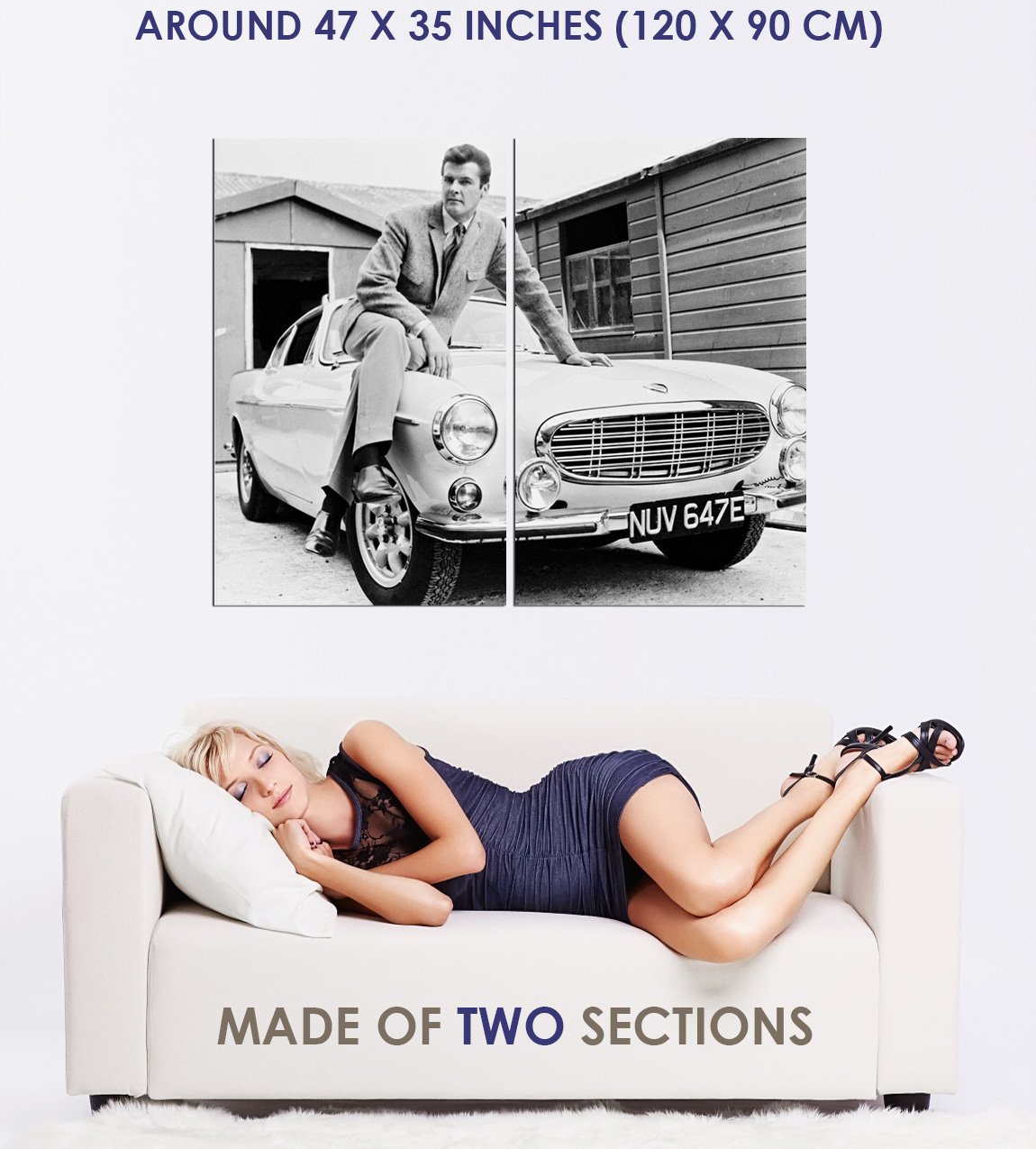 235140 Roger Moore The Saint Sitting On Volvo WALL PRINT POSTER CA