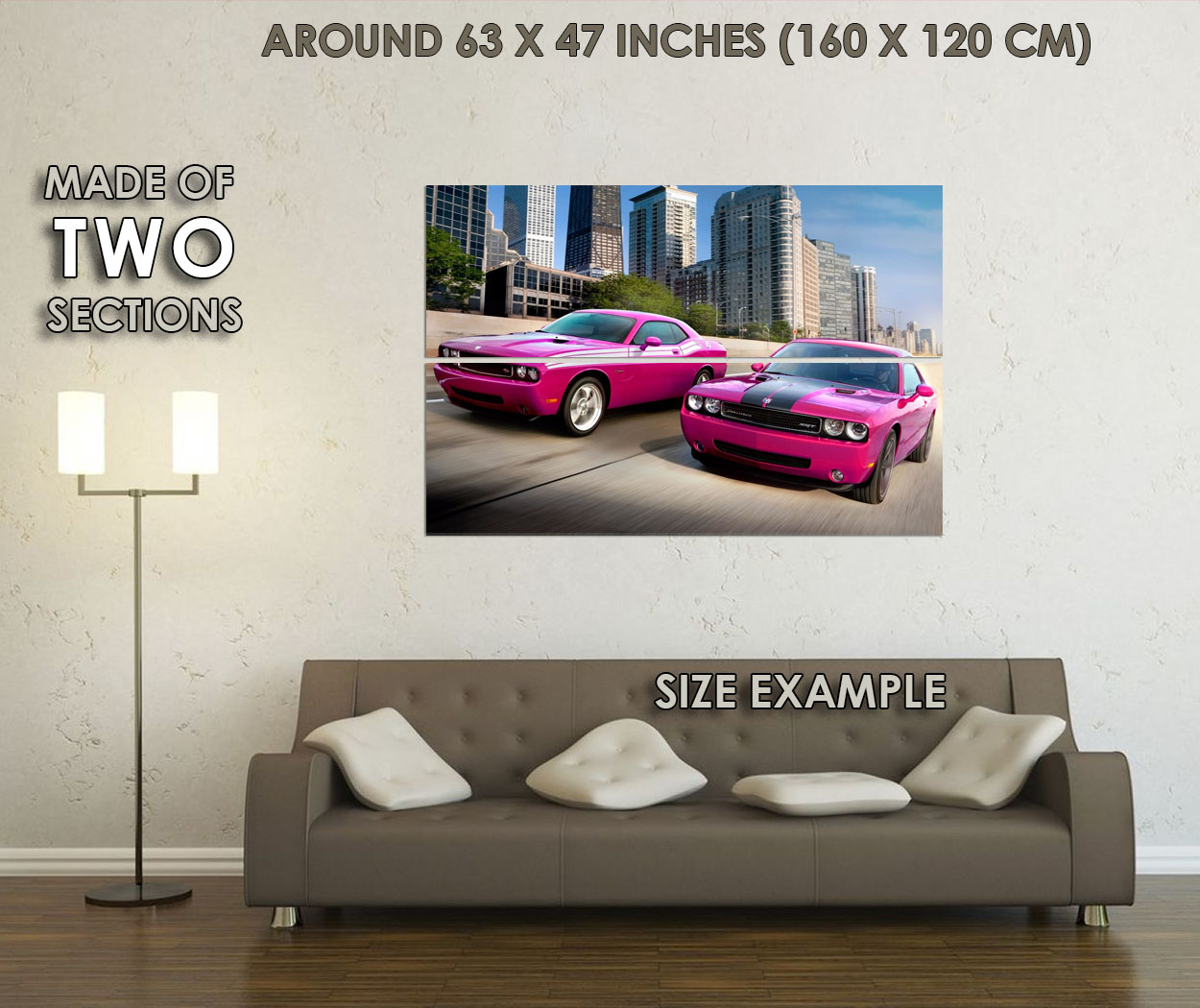 129149 Dodge Power Pink car Matte Decor WALL PRINT POSTER US