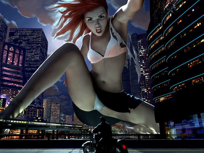 D7643 Giant Woman Fantasy Hot Panties Upskirt Art Gigantic Print POSTER