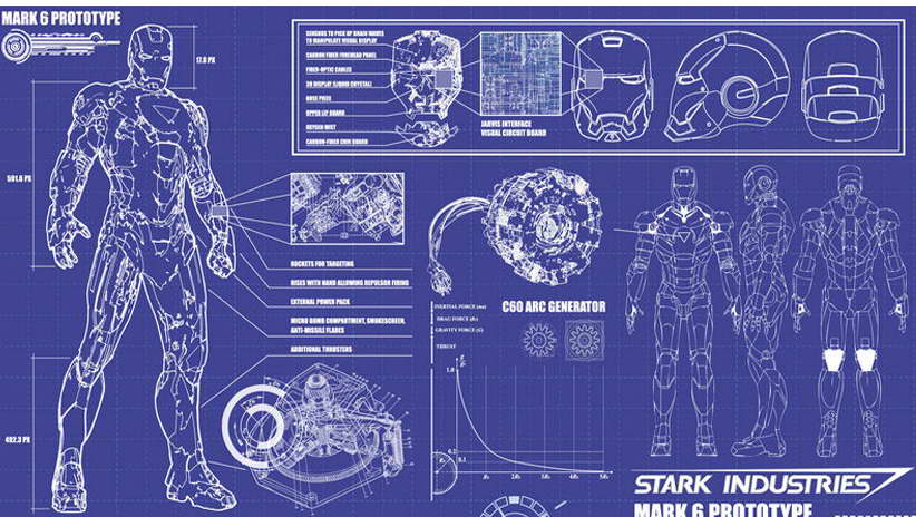 10326 Iron Man Blueprint Poster Home Wall Decor Ebay Image Is Loading 10326 Iron Man Blueprint Poster Home Wall Decor