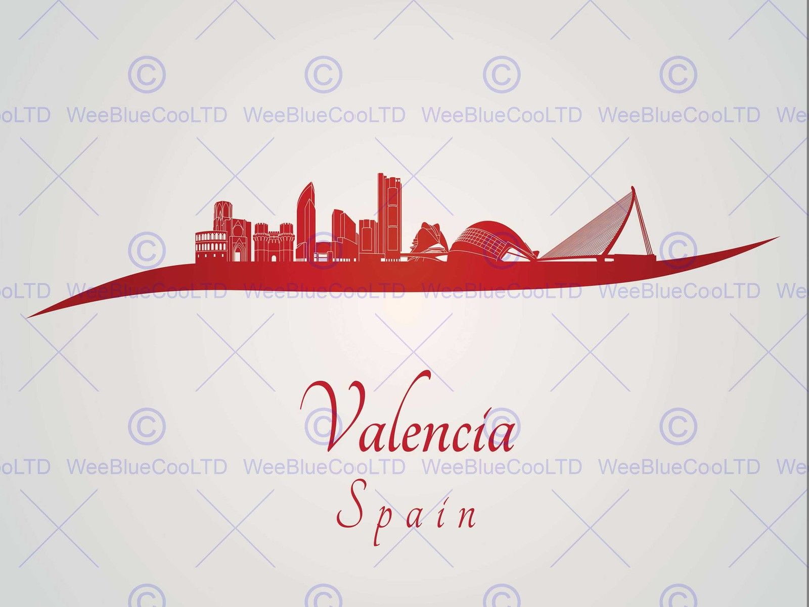 85490 ABSTRACTO PAISAJE URBANO ROJO VALENCIA ESPAÑA Decoración Pared Estampado Póster