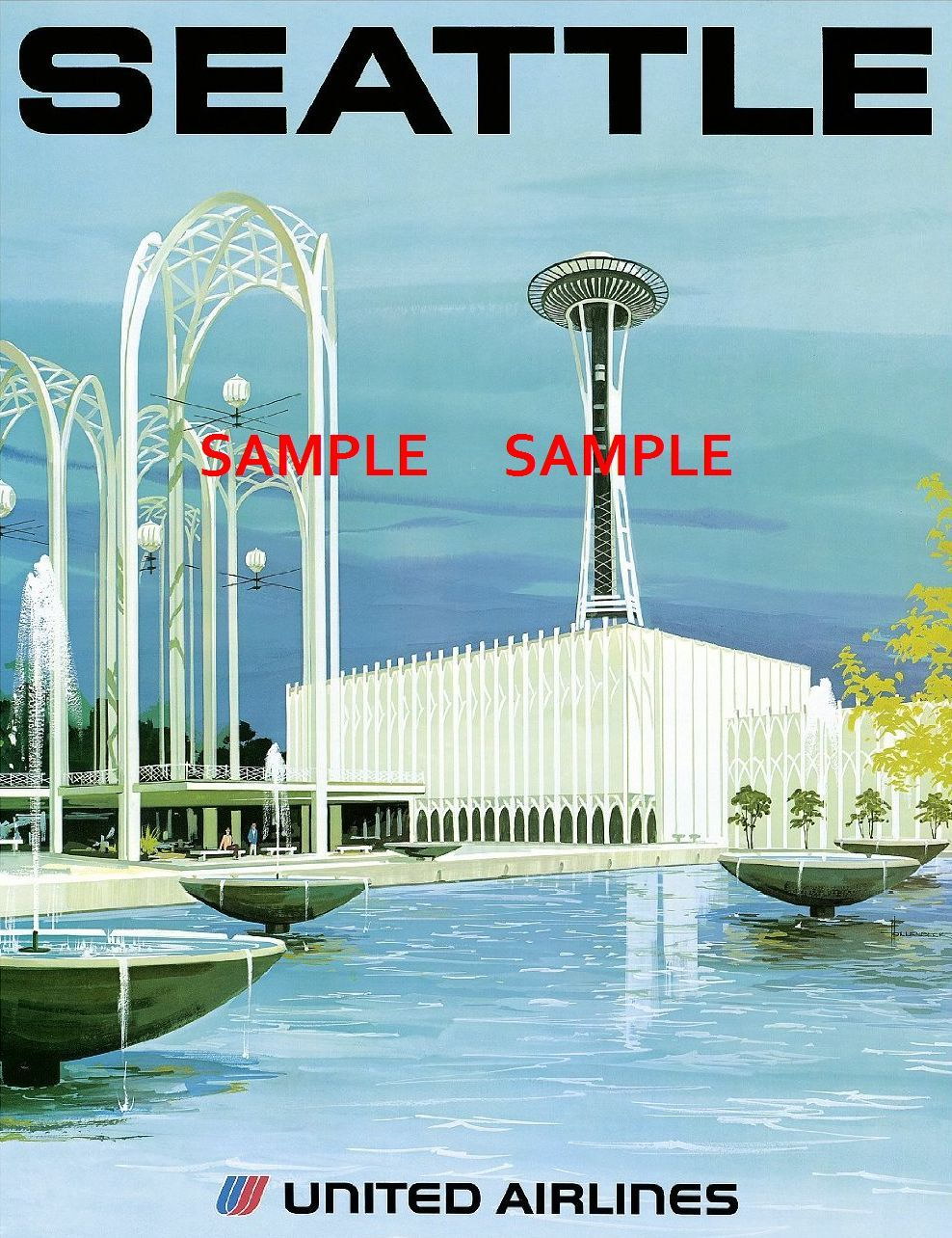 100410 United Air Line Travel SEATTLE Decor WALL PRINT POSTER AU 100410 United Air Line Travel SEATTLE Decor WALL PRINT POSTER AU