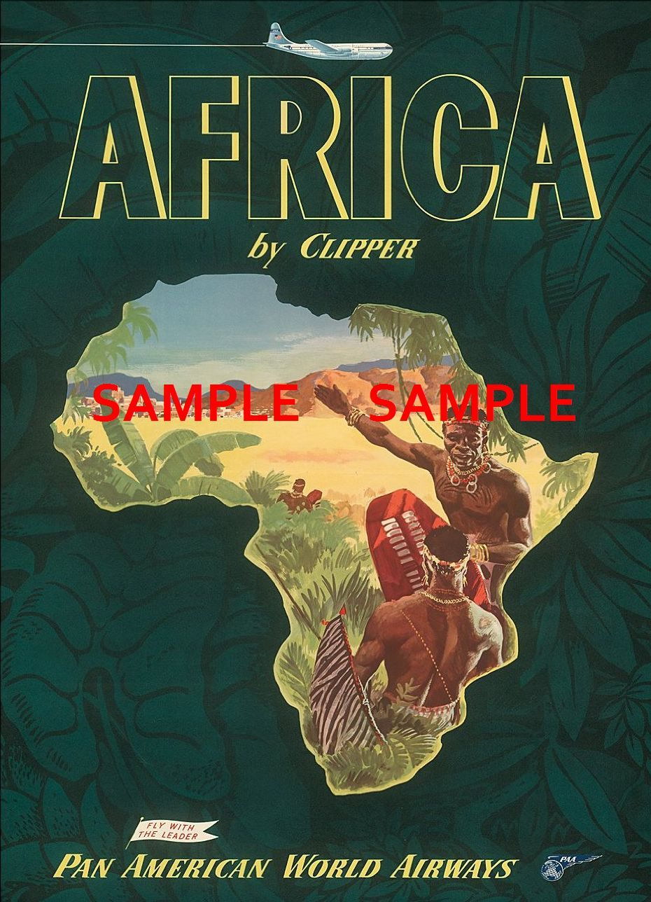 100448 Pan American Air Lines Travel AFRICA Decor WALL PRINT POSTER AU 100448 Pan American Air Lines Travel AFRICA Decor WALL PRINT POSTER AU