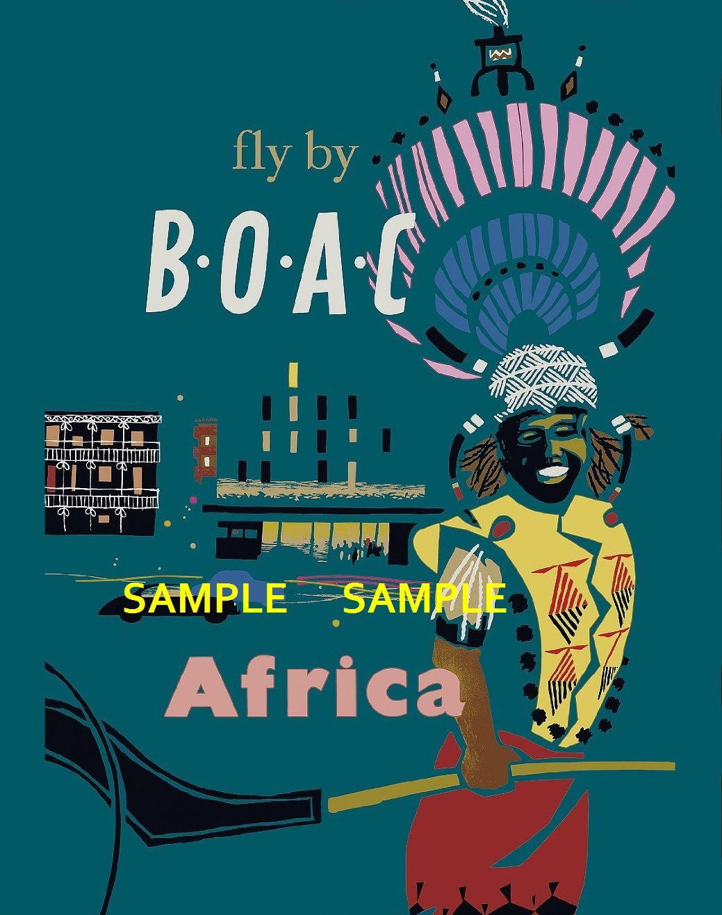 100748 BOAC Airways Travel AFRICA Decor WALL PRINT POSTER AU 100748 BOAC Airways Travel AFRICA Decor WALL PRINT POSTER AU