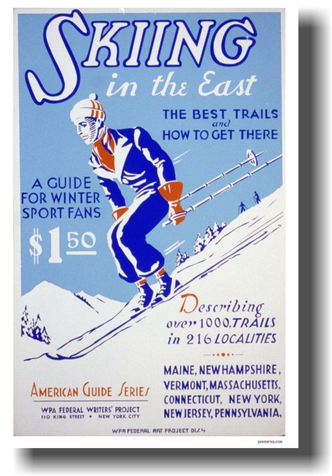 173027 Skiing in the East Vintage Reproduction Decor WALL PRINT POSTER CA 173027 Skiing in the East Vintage Reproduction Decor WALL PRINT POSTER CA