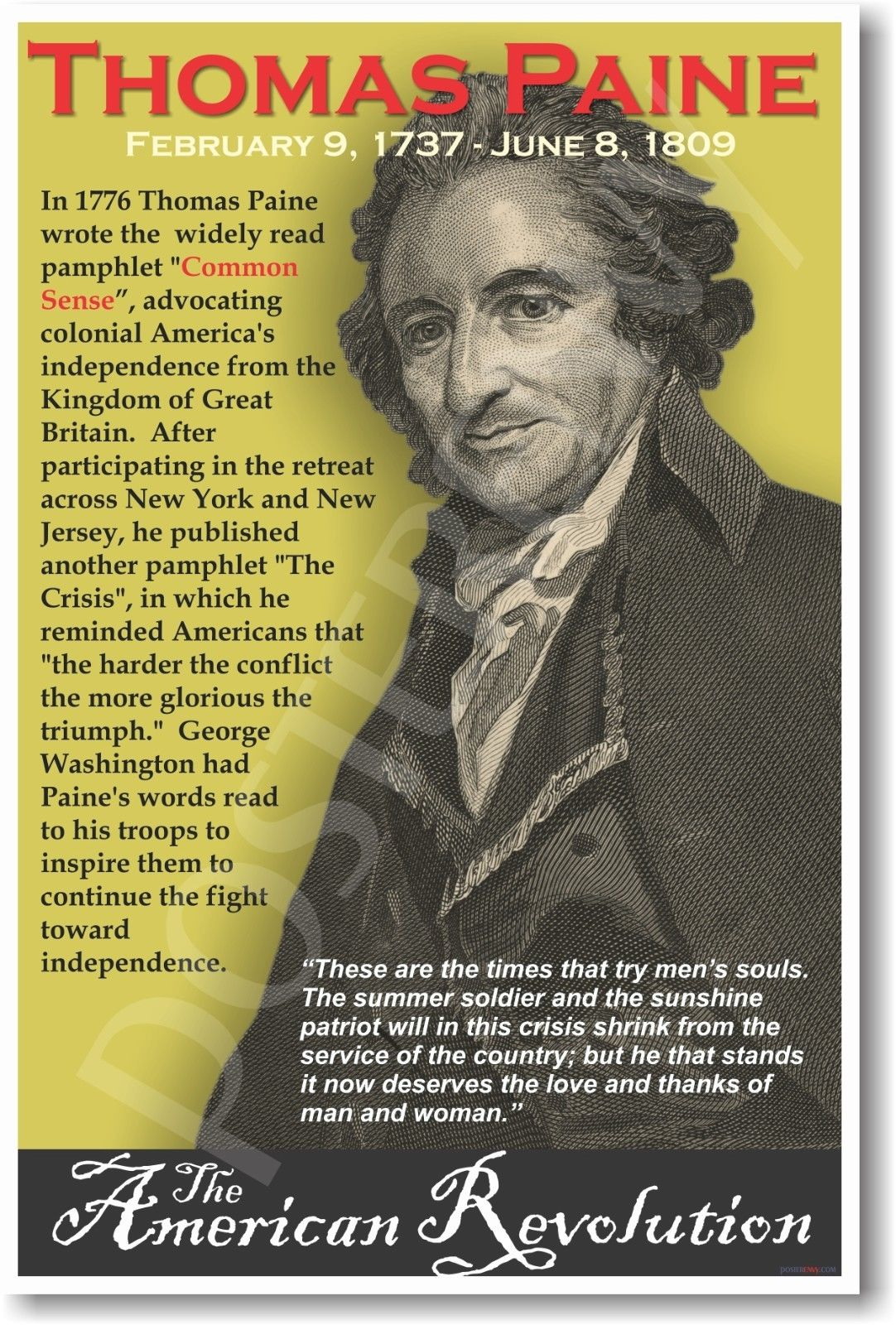 173131 Thomas Paine American Social Studies US History WALL PRINT POSTER US 173131 Thomas Paine American Social Studies US History WALL PRINT POSTER US