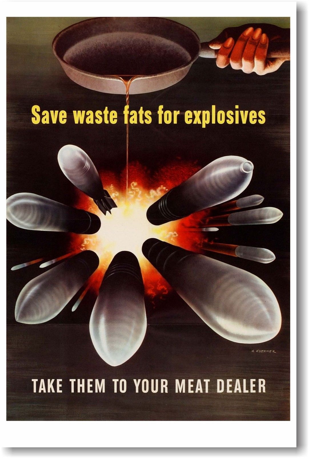 173463 Save Waste Fats For Explosives Vintage Decor WALL PRINT POSTER CA 173463 Save Waste Fats For Explosives Vintage Decor WALL PRINT POSTER CA