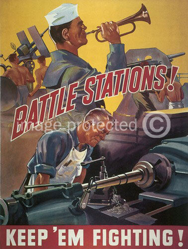 174699 Battle Stations World War Ii US Navy Vintage WW2 WALL PRINT POSTER CA 174699 Battle Stations World War Ii US Navy Vintage WW2 WALL PRINT POSTER CA