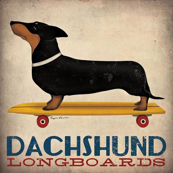 179626 Dachshund Longboards by Ryan Fowler Skateboard WALL P