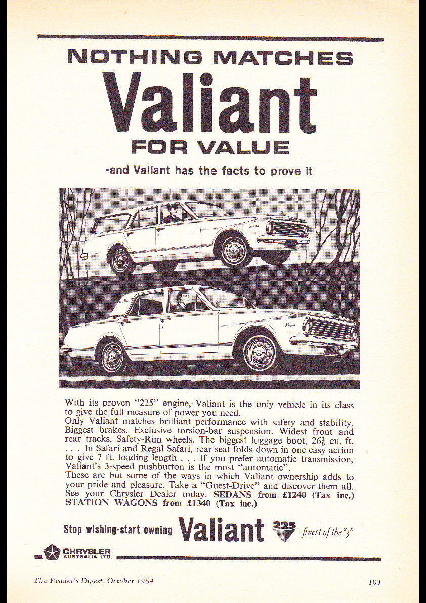 209124 1964 AP5 CHRYSLER VALIANT SEDAN WAGON Decor PRINT UK 209124 1964 AP5 CHRYSLER VALIANT SEDAN WAGON Decor PRINT UK