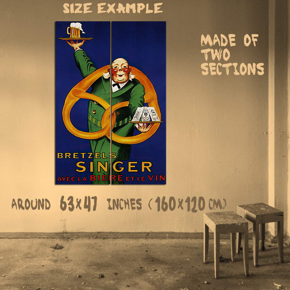 363031 Pretzel Waiter Bretzels Singer Food Beer Waiter Vintage Poster Plakat