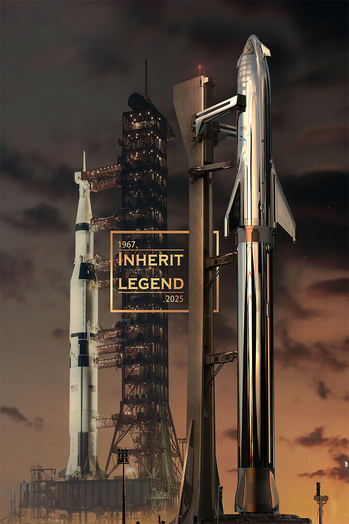 359220 SpaceX Starship And Saturno V Nave Espacial Arte Decoración Póster Impreso