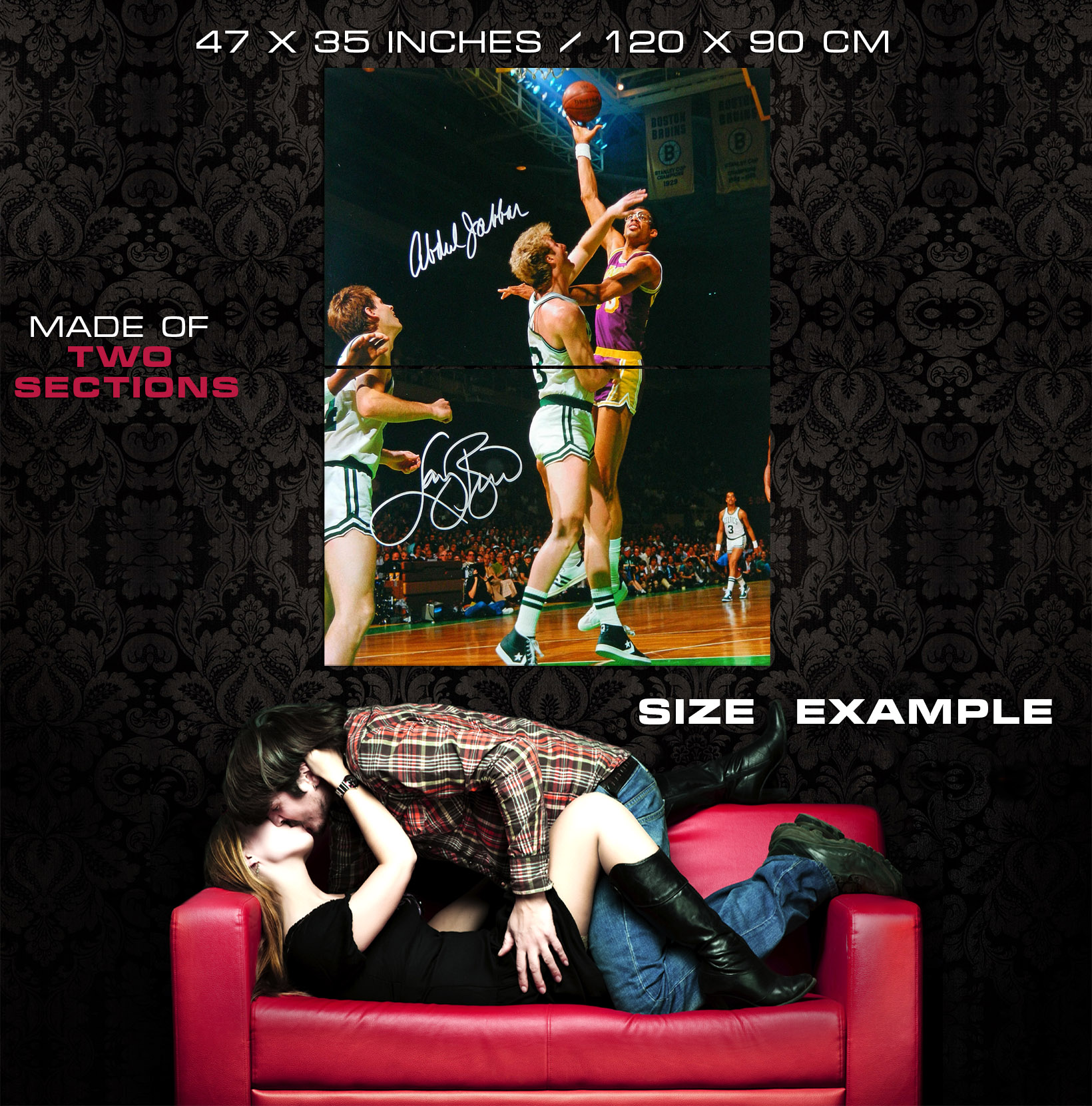 PÓSTER DE PARED V0680 Kareem Abdul-Jabbar vs Larry Bird Lakers decoración deportiva impresión reino unido - Imagen 11 de 13