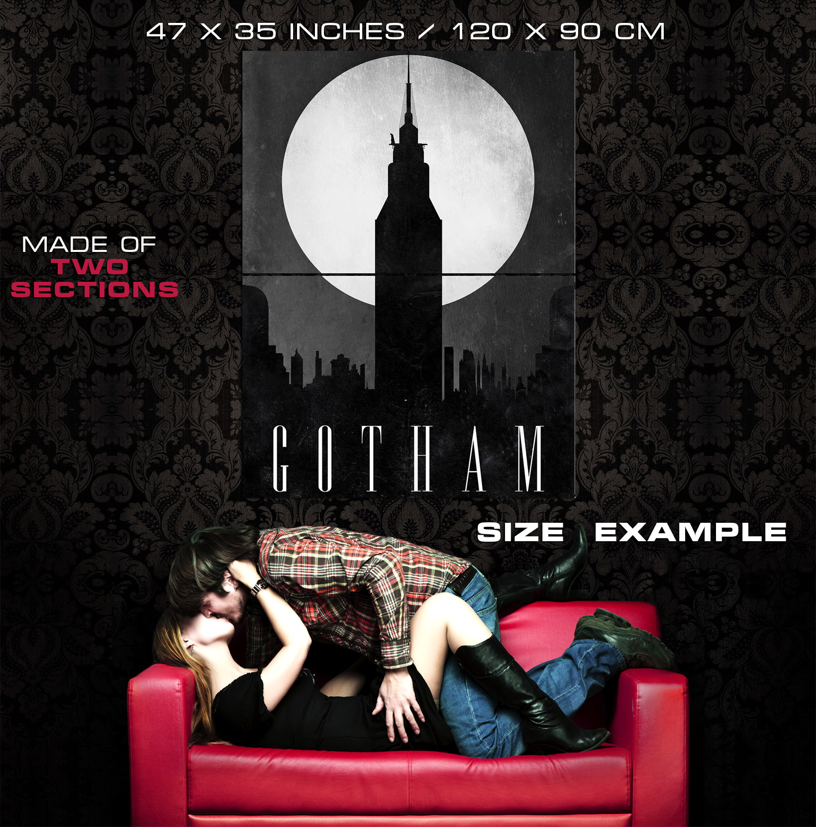 V1115 Gotham City Skyline Caballero Oscuro Noche Luna Arte Decoración PÓSTER DE PARED IMPRESIÓN REINO UNIDO - Imagen 11 de 13