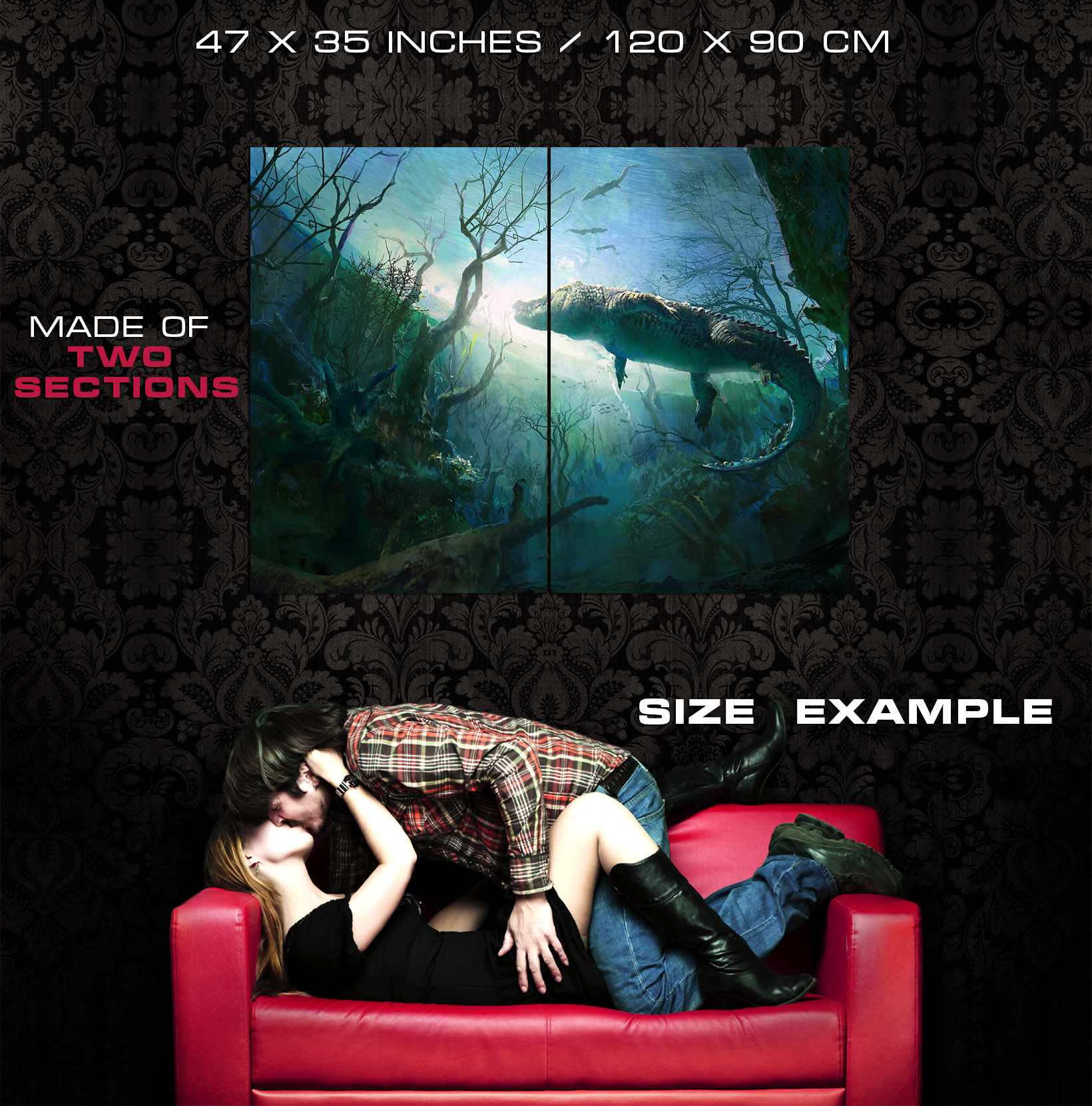 V2003 Crocodile Painting Art Underwater Landscape Animal WALL POSTER PRINT UK - Picture 11 of 13
