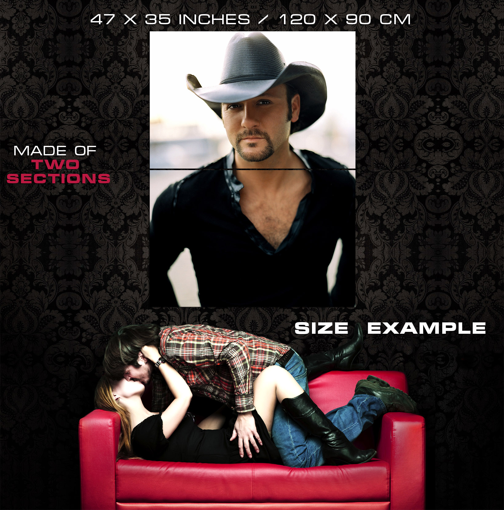 V4785 Tim McGraw Portrait Hat Handsome Country Singer Decor WALL POSTER PRINT UK - Picture 11 of 13