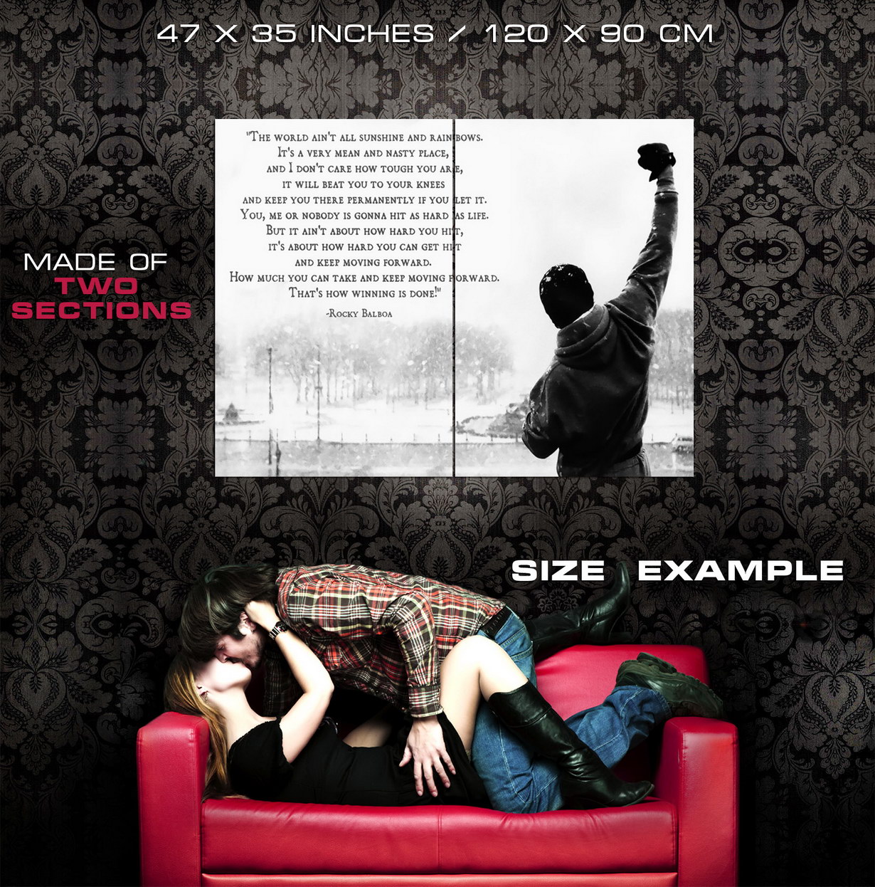 V7324 Rocky Balboa Quote Gym Boxing Motivation B&W Art BW WALL POSTER PRINT UK - Picture 11 of 13