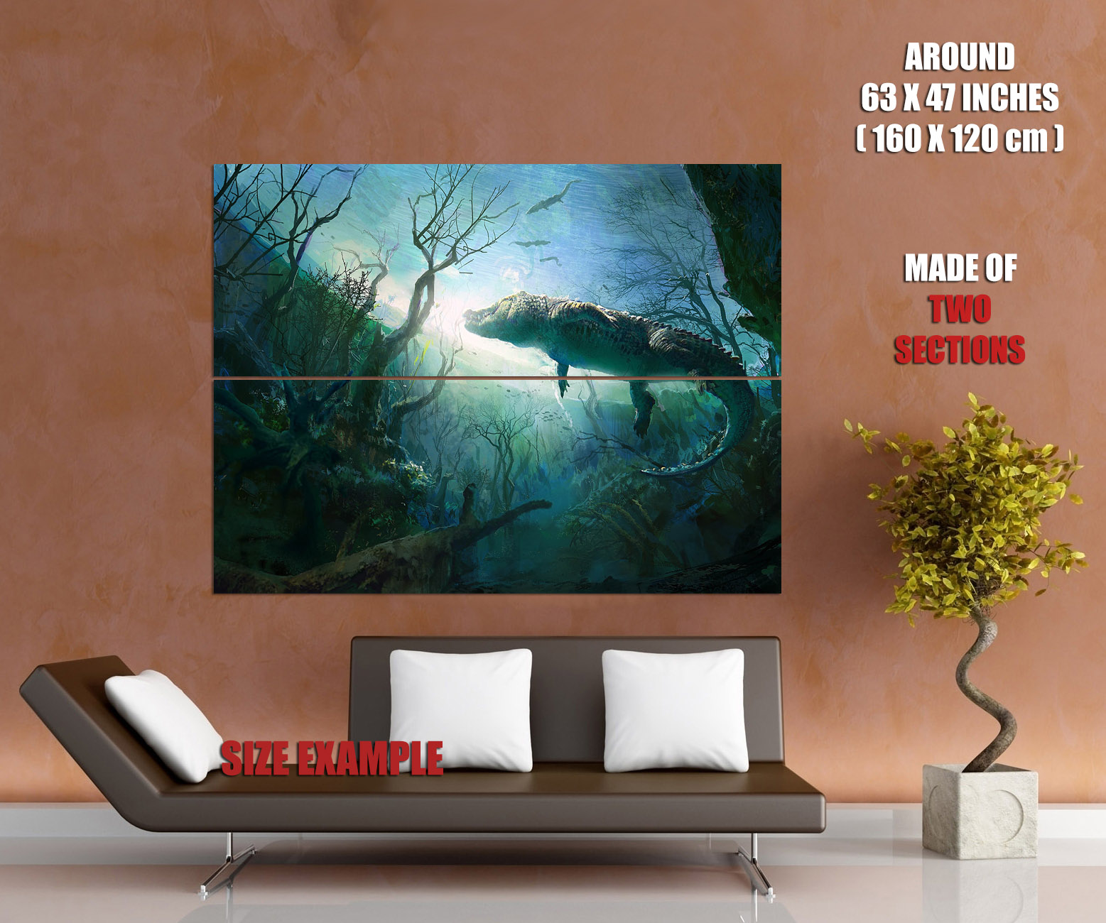 V2003 Crocodile Painting Art Underwater Landscape Animal WALL POSTER PRINT UK - Picture 12 of 13