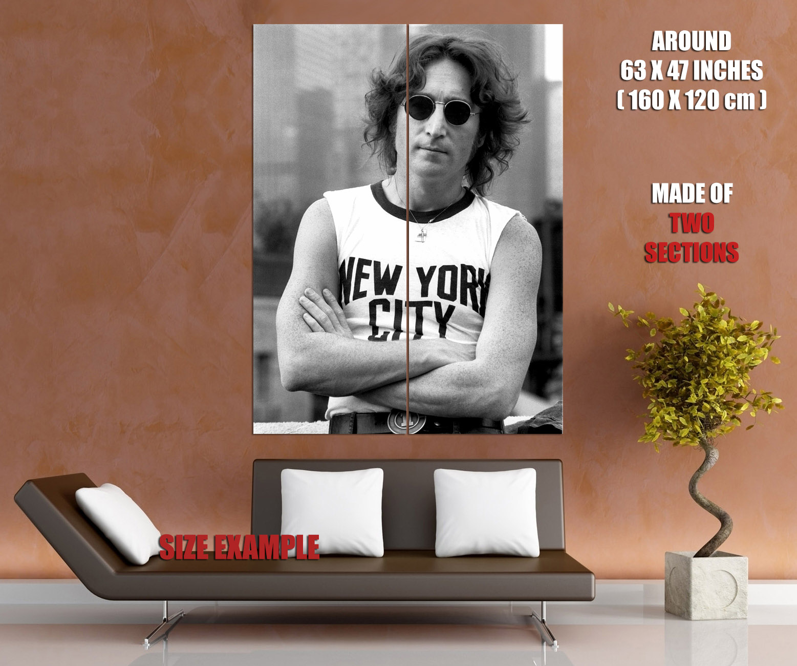 V4114 John Lennon Sunglasses New York City 1974 Decor WALL POSTER PRINT