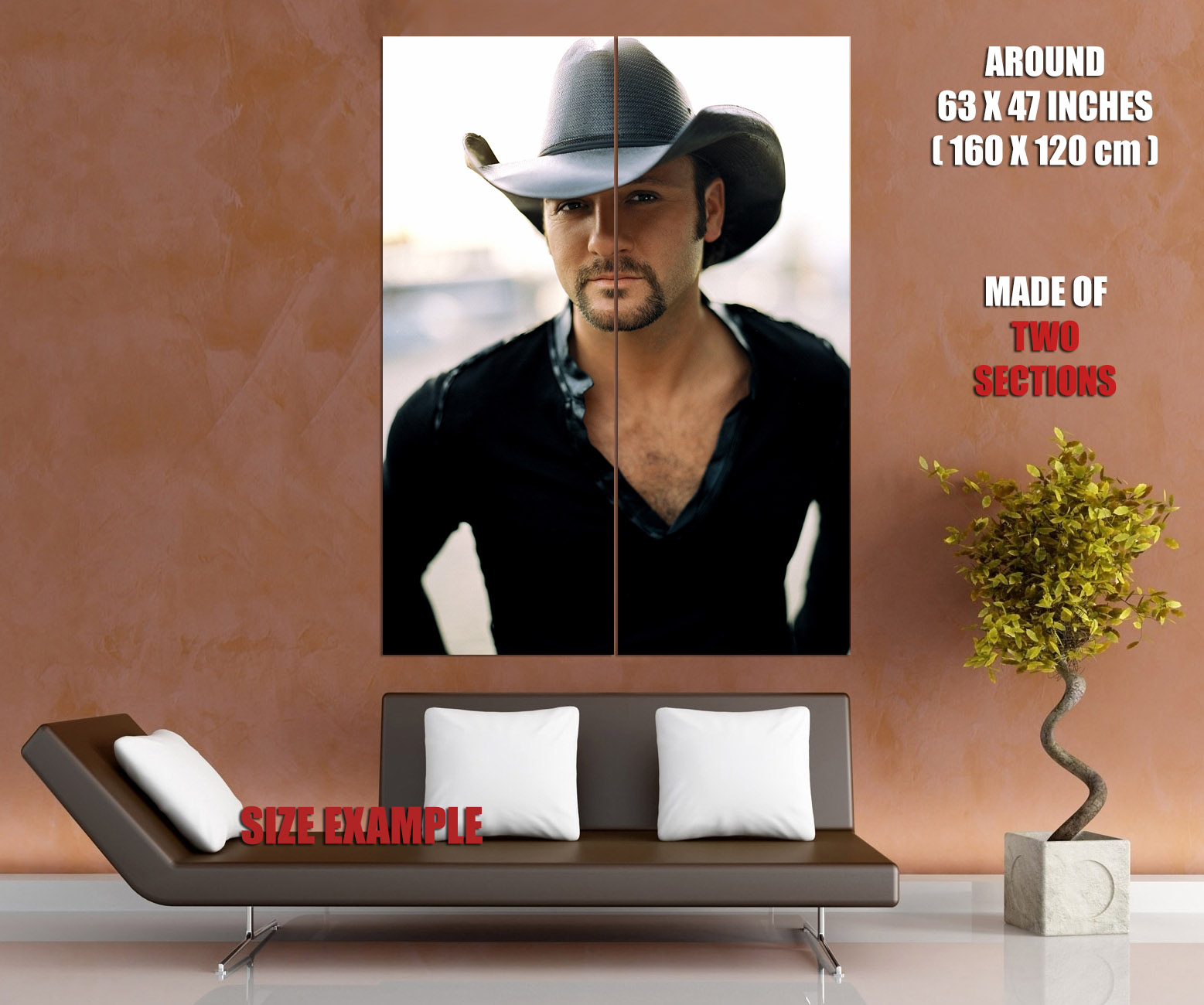 V4785 Tim McGraw Portrait Hat Handsome Country Singer Decor WALL POSTER PRINT UK - Picture 12 of 13