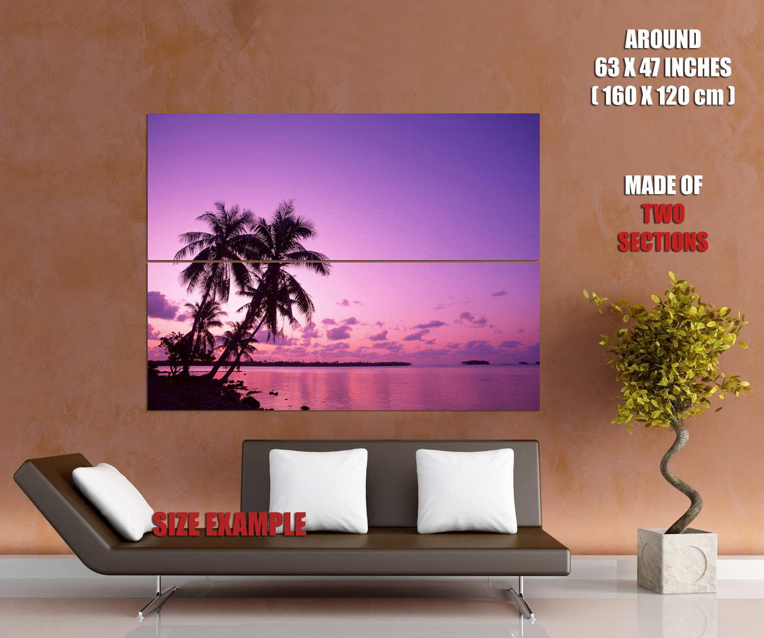 V5577 Purple Sunset Tropical Beach Palm Trees Nature Decor WALL POSTER PRINT UK - Picture 12 of 13