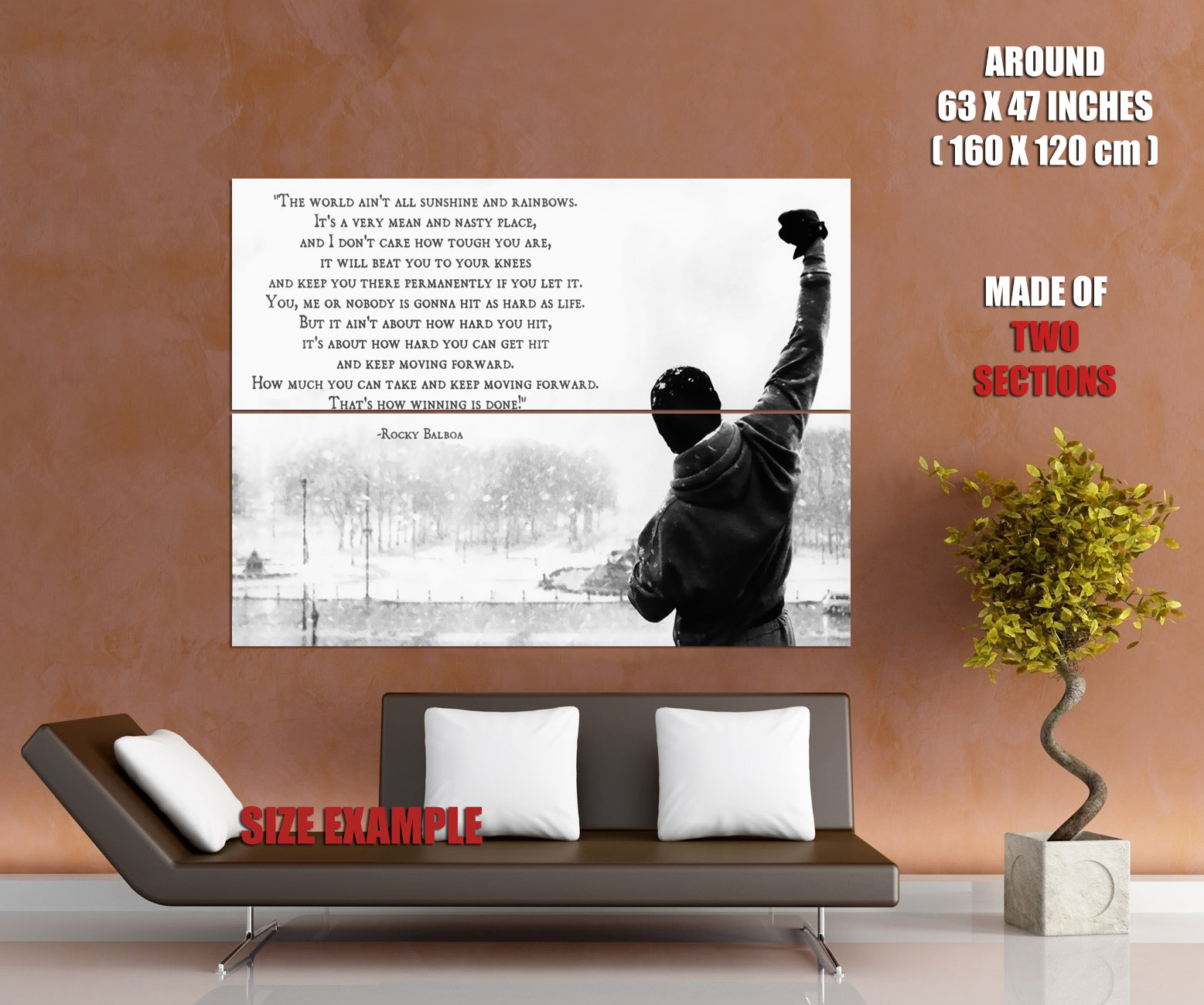 V7324 Rocky Balboa Quote Gym Boxing Motivation B&W Art BW WALL POSTER PRINT UK - Picture 12 of 13