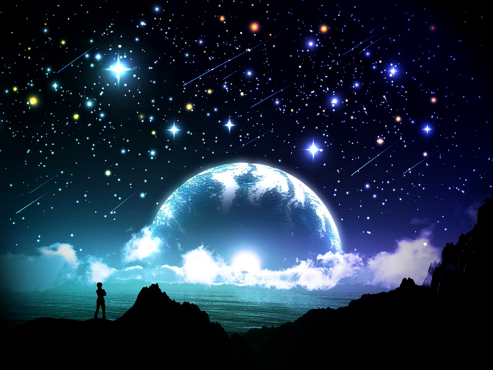 Image Is Loading Amazing Night Stars Planet Moon Beautiful Art Huge Image Is Loading Amazing Night Stars Planet Moon Beautiful Art Huge